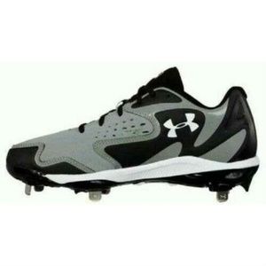 Mens Baseball Cleats Under Armour 16 Gray Black Yard Low Metal 4D Foam Shoes